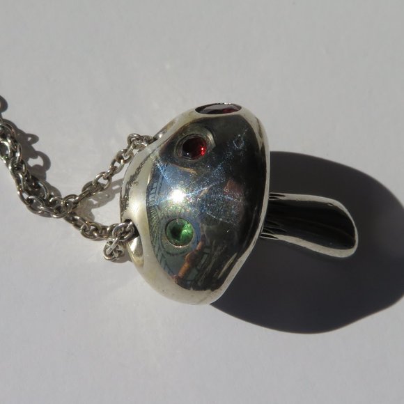 Elizabeth And James Large Mushroom Pendant On Chain Sterling Silver CZ - Picture 16 of 16